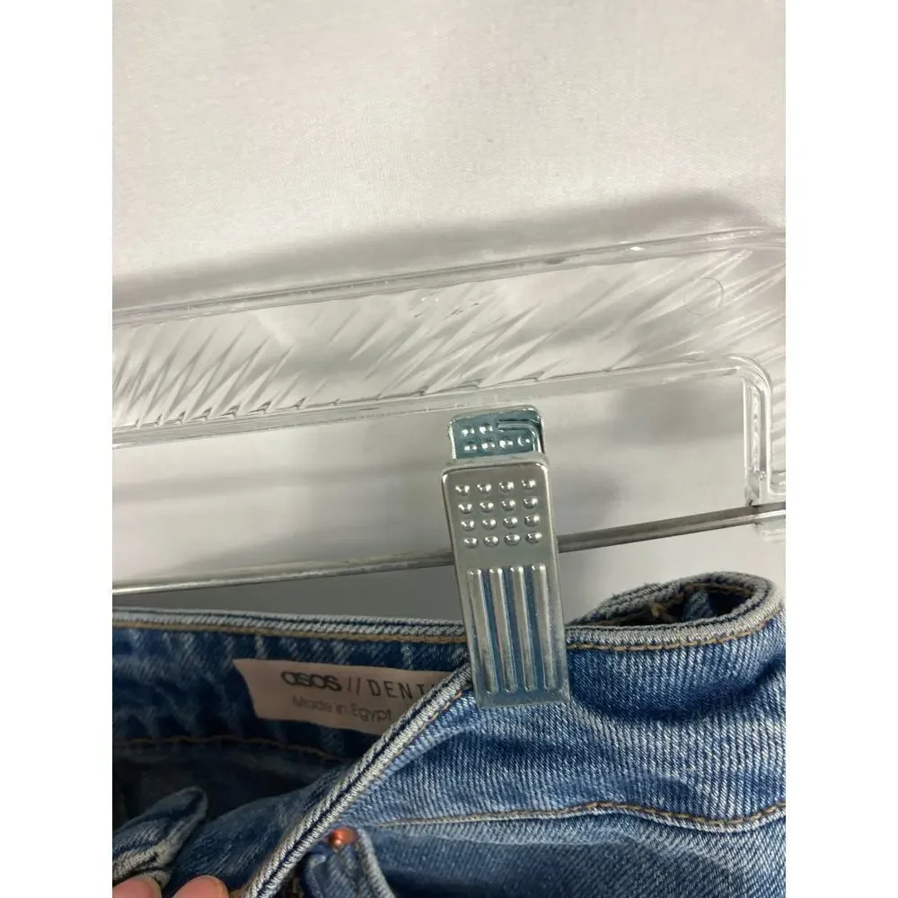 NWT ASOS Roll Cuff Blue Button Fly Denim Shorts Size 6